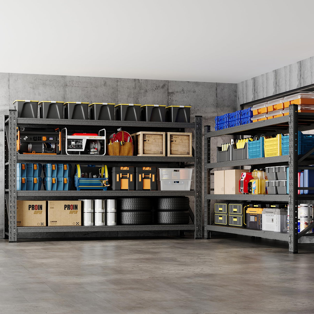 BYNSOE 77" W Storage Shelves 9000lbs Garage Metal Shelving Heavy Duty Garage Shelves Adjustable Storage Shelves for Industrial, Factory,(77" W X 24" D X 70" H) BYNSOE