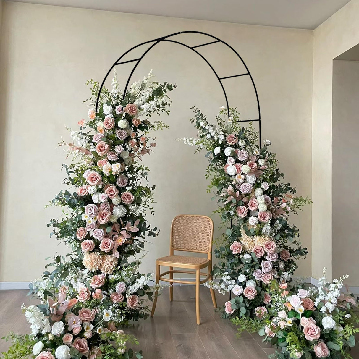 SCENDOR Iron Pergola Arbor Practical, 7.9 Feet High x 4.6 Feet Wide, Assemble Easily for Various Climbing Plant Wedding Garden Arch Bridal Party Decoration Wide Arbor SCENDOR