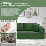 83" Modern Sofa in a Box, No Assembly Oversized 3 Seater 28" Deep Seat Cloud Sofa Bed Couch with 4 Furry Pillows & Corduroy Fabric, Boneless Couch with Side Storage Pockets for Living Room, Green Zyerch