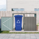 Outdoor Trash Can Storage, Storage Shed for 2 Trash cans and Tools,Waterproof Garbage Bin shed,Metal Trash Can Storage Shed Outdoor for Garden Yard(Light Grey-2 Doors) IMagacFun