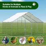 Large Metal Chicken Coop Heavy Duty Chicken Pens Outdoor with Top Walk in Poultry Cage Chicken Run Dog Kennel with Water Resident and Anti-UV Cover for Yard with Cover Duck Rabbit Cage wonline