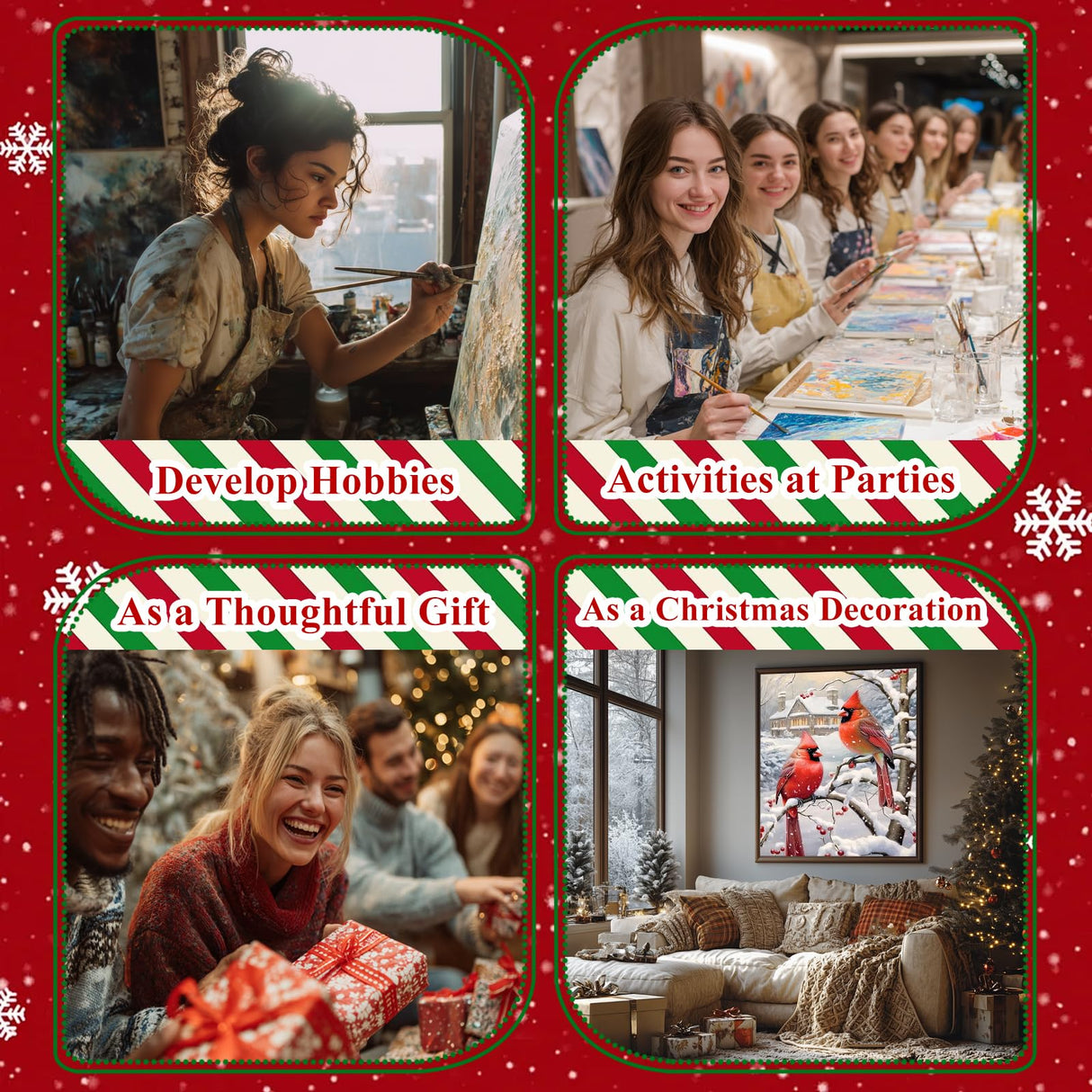 HMZephitiquc Cardinal Paint by Numbers Kit for Adults Canvas Christmas, Cardinal Paint by Number Christmas, Painting by Numbers, Easy DIY Crafts Home Wall Decor 16x20 in HMZephitiquc