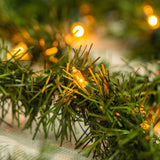 Dazzle Bright 15 FT Artificial Christmas Garland, Pre-Lit 35 Count Mini String Lights Plug in Xmas Garland, Lighted Christmas Decoration for Indoor Holiday Door Home Stairs Decor Dazzle Bright