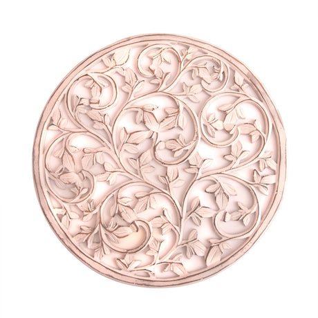 Intricately Handcrafted Decorative Wooden Wall Panel Hanging Sculpture Statue Plaque Art Home Living Room Office Decor Accent Designer Boho Farmhouse Flower Decor, 12 Inch, Round, Cream White The Great Indian Bazaar