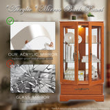 Eyisean Lighted Curio Cabinet 47" H China Cabinet with Tempered Glass Doors, 3-Tier Adjustable Shelves and Acrylic Mirrored Back Pane, Glass Display Cabinet for Living Room (Dark Oak) Eyisean