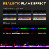 HOMCOM 40" Electric Fireplace Recessed and Wall Mounted with Remote Control, 1500W Fireplace Heater with 8H Timer, Adjustable Flame Color and Brightness, Log and Crystal HOMCOM