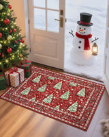 GarveeHome Red Christmas Doormat 2x3 Rug Non-Slip Washable for Entryway Indoor Small Kitchen Rugs Soft Bathroom Rugs Christmas Tree Animals Print Holiday Decor Low-Pile Door Mat GarveeHome