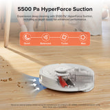 roborock Q8 Max+ Robot Vacuum and Mop, Self-Emptying, Hands-Free Cleaning for up to 7 Weeks, Reactive Tech Obstacle Avoidance, 5500 Pa Suction, DuoRoller Brush, APP-Controlled Mopping, White roborock