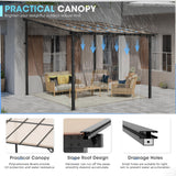 SUNCROWN 10'x10' Hardtop Gazebo, Wall-Mounted Gazebos Pergola, Outdoor Reclining Gazebos with Metal Frame, Lean to Gazebo Metal Awnings for Patio, Deck, Backyard, Porch, Lawns SUNCROWN