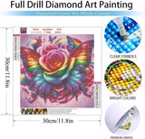 MOMDEDP Butterfly Diamond Art Kits for Adults Beginners, Flower Diamond Painting Kits for Adults, DIY 5D Butterfly Flower Gem Art, Flower Butterfly Diamond Dots for Adults for Home Decor 12x12 inch MOMDEDP
