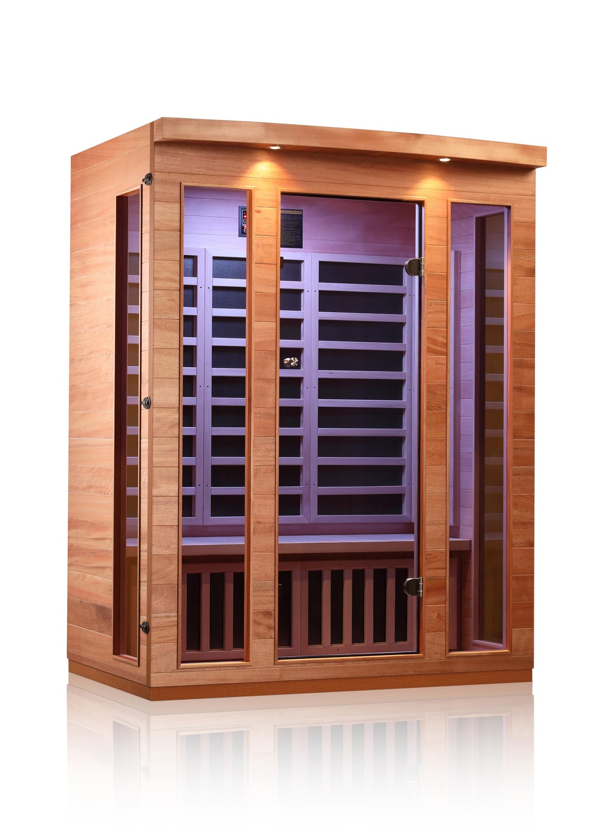 2 Person Low EMF Far Infrared Sauna Hemlock Wood 7 Led Light Therapy and Bluetooth Speaker Tempered Glass 120V/2145W Indoor Sauna Luxury Spa for House and Gym (3 Person) Generic