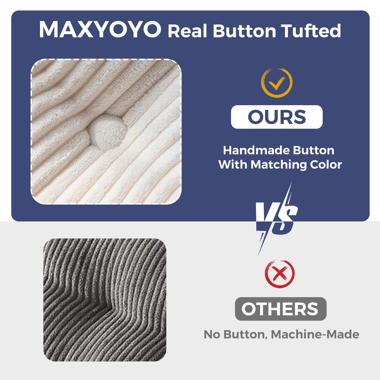 MAXYOYO 3 Seater Couch for Living Room, Boneless Couch with Tufted Cushion & Backrest, Upholstered Floor Sofa, Sofa in A Box, Beige MAXYOYO