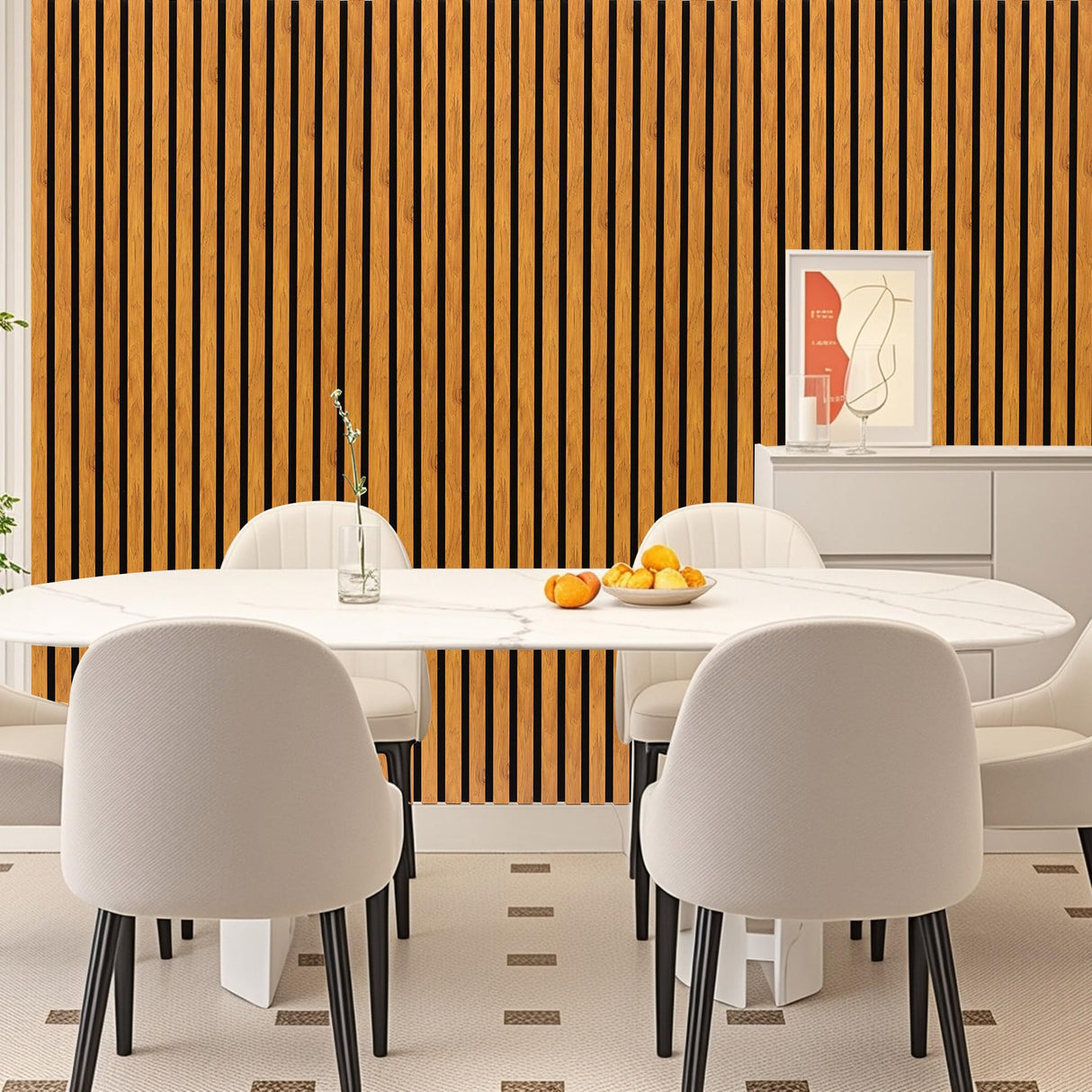 Taaizau 3D Slat Acoustic Wall Panels with Wood Finish Accent, 2 Pack Sound Absorbing Paneling for Studio, Office, Living Room, Bedroom Interior Decor (Natural Walnut, 48''L x 24''W) Taaizau