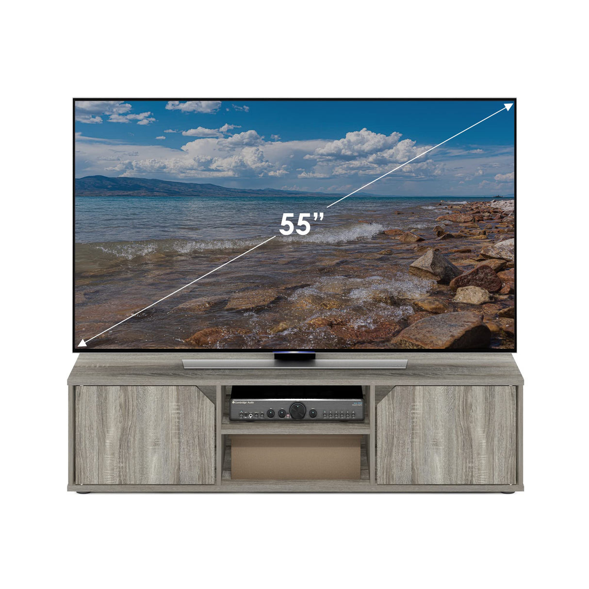 Furinno Classic Stand for TV up to 55 Inch, French Oak Furinno