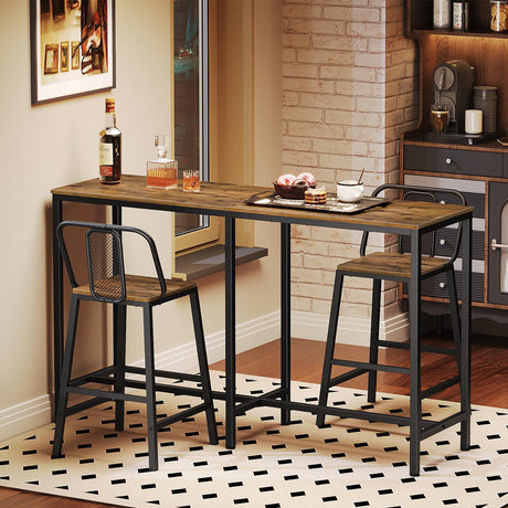 YATINEY 55" Long Bar Table, Counter Bar Height Table, High Top Table, Rectangular Hightop Table, Bar Pub Table, for Kitchen, Living Room, Dining Table, Entryway, Rustic Brown and Black BT04BR YATINEY