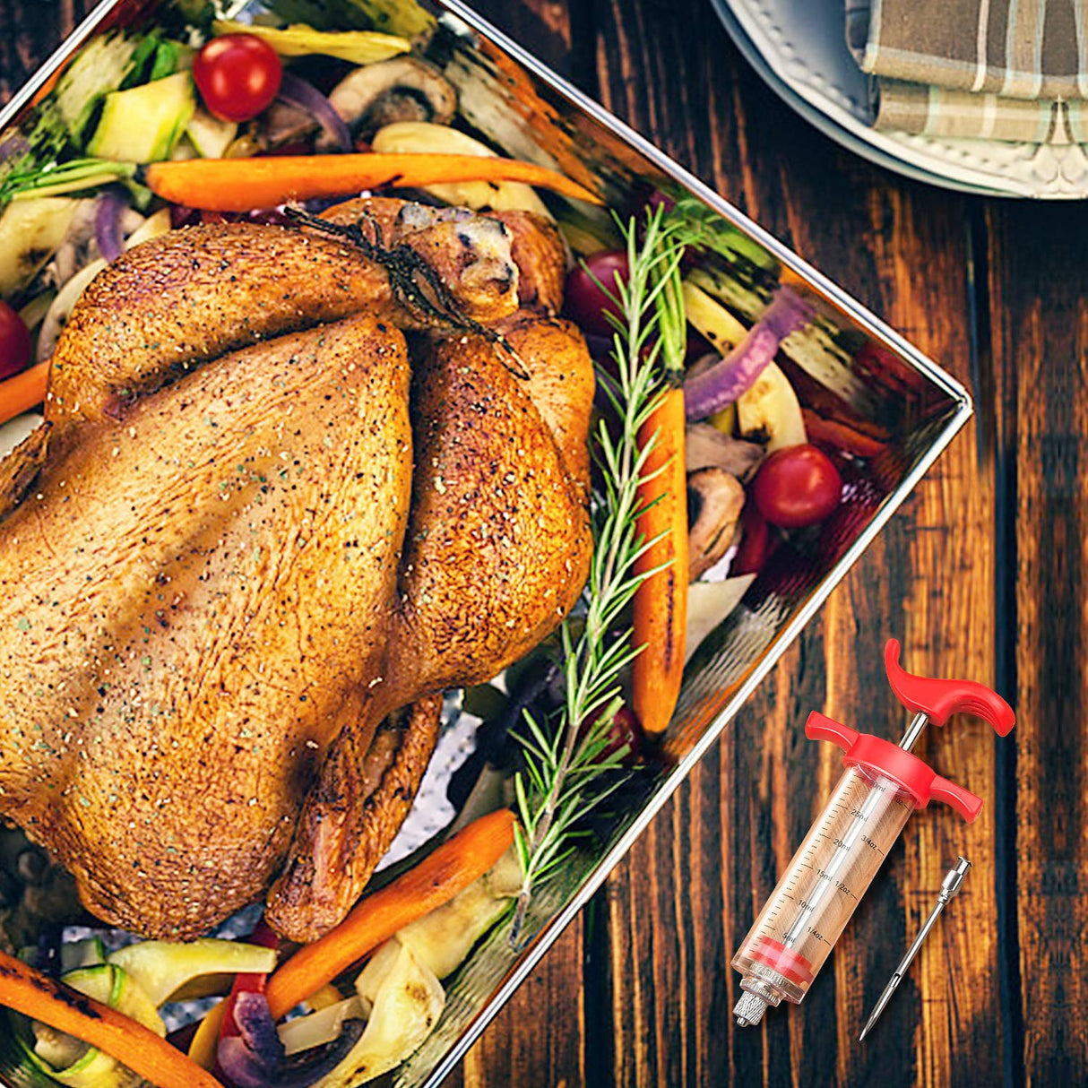 Meat Injector Kit,Plastic Marinade Injector Syringe with Screw-on Meat Needle,Turkey Injector for Beef Chicken Grill Cooking HongyiTime