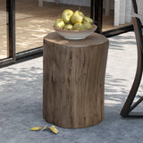 AQUILLA Rustic Stump Side Table, Brown Wood-Look End Table, Stump Accent Side Table Stool for Living Room AQUILLA