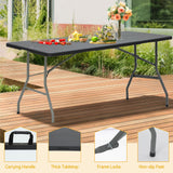 DWVO 6FT Folding Table, Heavy Duty Folding Tables with Carrying Handle, HDPE Fold up Table for Outdoor Camping Picnic Parties, Indoor Events (Black) DWVO