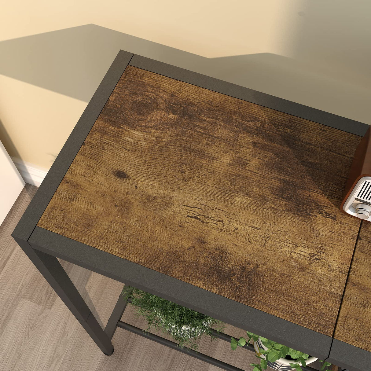 LAATOOREE Console Table, 41.7" Industrial Entryway Table with Shelf, Narrow Sofa Table for Hallway, Entrance Hall, Foyer, Corridor, Living Room - Wood Look Metal Frame - Rustic Brown LAATOOREE