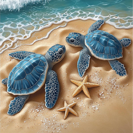 TOSTOG Turtle Diamond Art Kits for Adults, DIY Starfish Diamond Paintings Kits for Adults Beginner, Full Drill Beach Diamond Paintings Kit, Cute Turtles Gem Painting Wall Art Decoration 12 * 12 Inch. TOSTOG