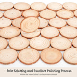 54Pcs Wood Slices, LOOFORE 2.4"-2.8" Unfinished Natural Wood Rounds with Pre-drilled Hole, Wood Slices for Wood Burning Painting DIY Crafts Christmas Ornaments Party Wedding Decor LOOFORE
