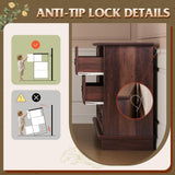 WLIVE Wood Dresser for Bedroom with 6 Drawer, 51.97'' Wide, Farmhouse Long Storage Dresser Organizer with Roman Metal Handle, TV Stand for 60 inch TV, Chest of Drawers for Living Room, Hallway, Brown WLIVE