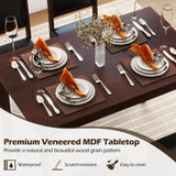 Tangkula Dining Table Set for 4, Solid Wood, Farmhouse Dinette Set w/Rubber Wood Legs, Upholstered Seat & Padded Backrest, Modern Dining Table and Chairs Set for Kitchen, Dining Room (Reddish Brown) Tangkula