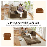 WorthFurni Convertible Sofa Bed, Folding Sofa Bed 2 in1 Pull Out Loveseat Sleeper Sofa, Floor Sofa Bed for Small Spaces Folding Couch Bed with Pillows for Living Room Bedroom - Brown WorthFurni