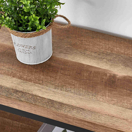 FATORRI Rustic Oak Industrial Console Table with 3-Tier Shelves for Entryway and Living Room FATORRI