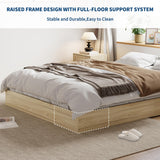 ELETHEBIA Twin Size Wooden Platform Bed Frame, Floor-Standing Bed Frame with Wood Slats Support, No Box Spring Needed, Low Profile, No Headboard, Easy Assembly, for Small Bedrooms, Apartments, Oak ELETHEBIA