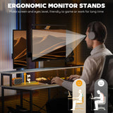 HOMCOM L Shaped Desk with LED Lights and Power Outlets, 59" Gaming Desk with Monitor Stand and Storage Shelves, Corner Computer Desk for Home Office, Small Space, Distressed Gray HOMCOM