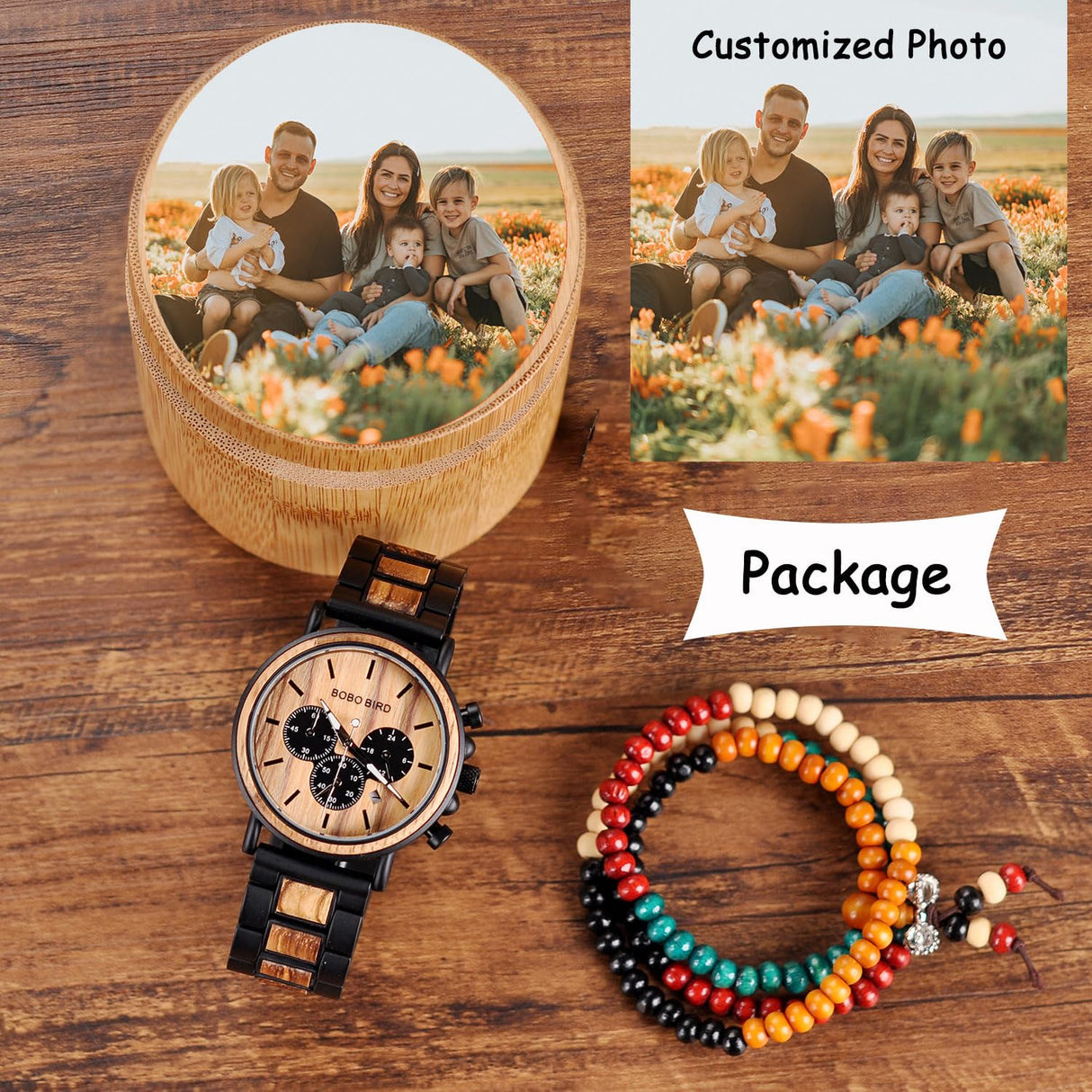 BOBO BIRD Wooden Mens Watches Wood & Stainless Steel Combined Chronograph Military Quartz Casual Wristwatches (Custom) BOBO BIRD