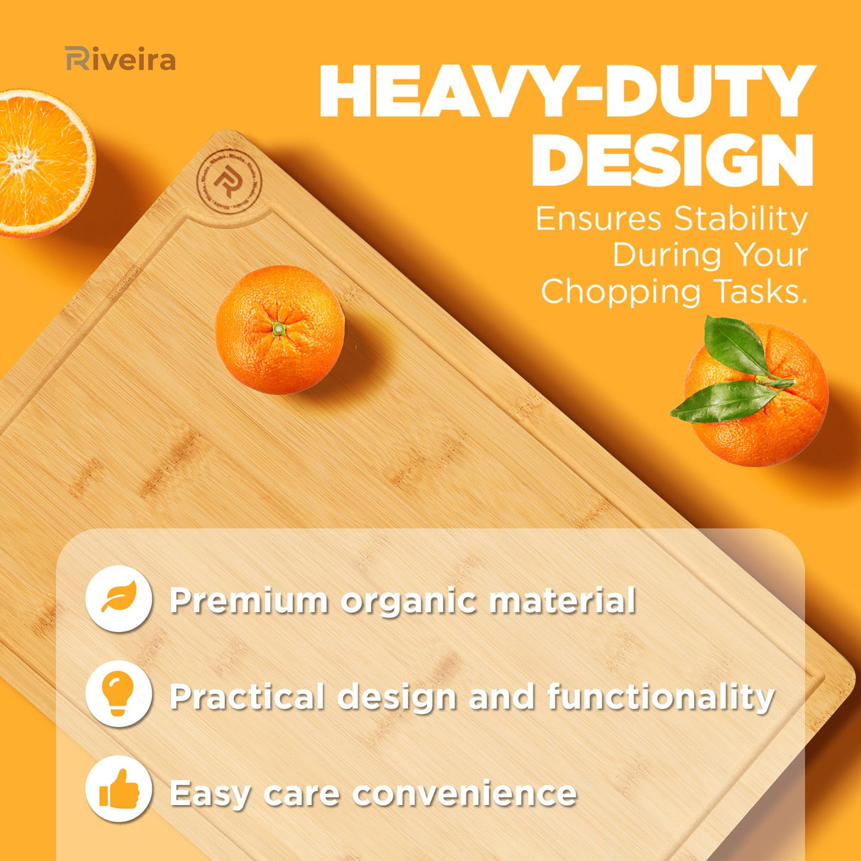 Riveira Wood Cutting Board – Gourmet Bamboo Grandeur: 18 x 12 Bamboo Cutting Boards For Kitchen – Natural Wooden Cutting Boards For Kitchen – Innovative Juice Grooves Bamboo Cutting Board Riveira