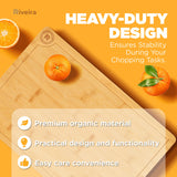 Riveira Wood Cutting Board – Gourmet Bamboo Grandeur: 18 x 12 Bamboo Cutting Boards For Kitchen – Natural Wooden Cutting Boards For Kitchen – Innovative Juice Grooves Bamboo Cutting Board Riveira