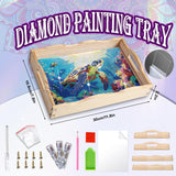 EWJRNSF Diamond Art Kits for Adults Wooden Serving Trays with Handles, 5D Diamond Painting Big Gem Arts and Craft Gifts Trays Decor Gift Home Decor 7.8x11.8 Inches Turtle A EWJRNSF