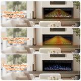 Kentsky 72" WiFi Electric Fireplace Inserts, Recessed and Wall Mounted Fireplace Heater W/Adjustable Flame Color & Brightness, Thermostat, 9H Timer, App and Remote Control, 750/1500W Kentsky