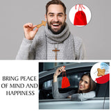 WILLBOND 12 Set Small Wooden Comfort Easter Pocket Crosses Hand Held with Red Velvet Pocket and Certificates 4 Inches Portable Holding Wooden Jesus Cross Gift for Prayer Men Christian Gift WILLBOND
