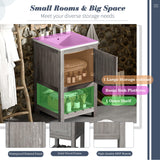 Merax 16" Farmhouse Bathroom Vanity with Sink, Freestanding Small Bathroom Vanity Storage Cabinet with Open Shelf, Solid Wood Frame, Ceramic Sink Merax