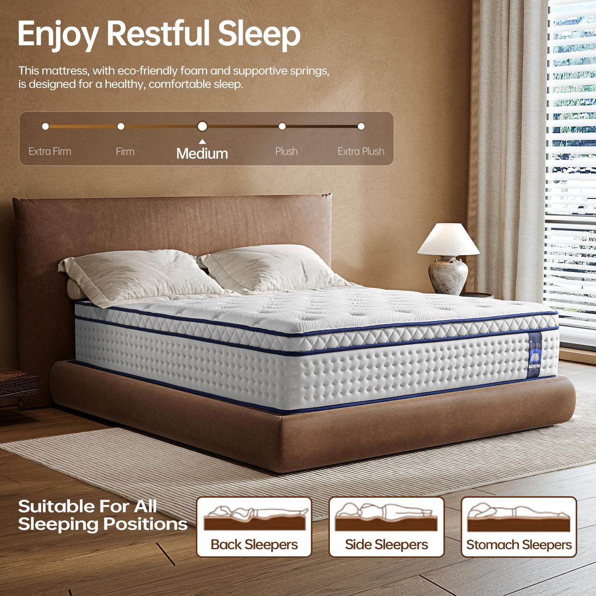 King Mattress 10 Inch,Medium Firm,Hybrid Mattress in a Box,with Memory Foam&Thick Coil Pocket Springs,Motion Isolation&Back Pain Relief&Lumbar Support,Enhanced Edge Support,Certified Safe Foam&Fabrics BCNUW