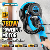 𝟐𝟎𝟐𝟓 𝐔𝐩𝐠𝐫𝐚𝐝𝐞𝐝 Drywall Sander, 780W Electric Drywall Sander with Vacuum Attachment and Labor-Saving Back Belt, 7 Variable Speed 900-1800RPM, Dustless Floor Sander for Popcorn Ceiling Floor Bryner