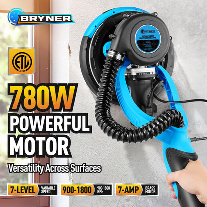 𝟐𝟎𝟐𝟓 𝐔𝐩𝐠𝐫𝐚𝐝𝐞𝐝 Drywall Sander, 780W Electric Drywall Sander with Vacuum Attachment and Labor-Saving Back Belt, 7 Variable Speed 900-1800RPM, Dustless Floor Sander for Popcorn Ceiling Floor