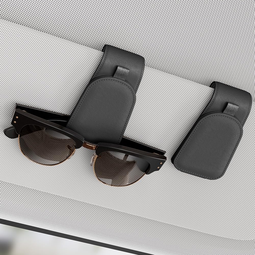 Sotfamily Sunglass Holder for Car Visor, Suede Cloth Magnetic Sunglass Organizer for Car Accessories, 2 Packs, Black Sotfamily