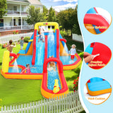 Whubefy 18Ftx14Ft Inflatable Water Slide Park Kids 3-12, Big Waterslide Bounce House with Extra Long Slides, Splash Pool, Kiddie Pool, Blow Up Water Slides Inflatables for Kids Backyard Water Fun Whubefy