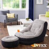 Intex Inflatable Ultra Lounge Chair With Cup Holder And Ottoman Set (2 Pack) Intex