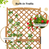 Safstar Raised Garden Bed with Trellis, Indoor & Outdoor Wood Elevated Plant Container with Diamond Shaped Trellis & Drain Hole, Above Ground Garden Bed for Vine Climbing Plants in Garden Balcony Yard S AFSTAR
