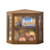 BMOSU Corner Bread Box for Kitchen Countertop Double Layer Bamboo Wooden Bread box Large Capacity Bread Storage Bin(Brown, Medium) BMOSU