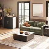 FORTUNETEC Sideboard Buffet Cabinet with Storage, Modern Accent Cabinet with Arched Doors & Shelf, 31.5" Modular Media Console, Minimalist Credenza for Living Room Kitchen Dining Room Entryway, Black FORTUNETEC