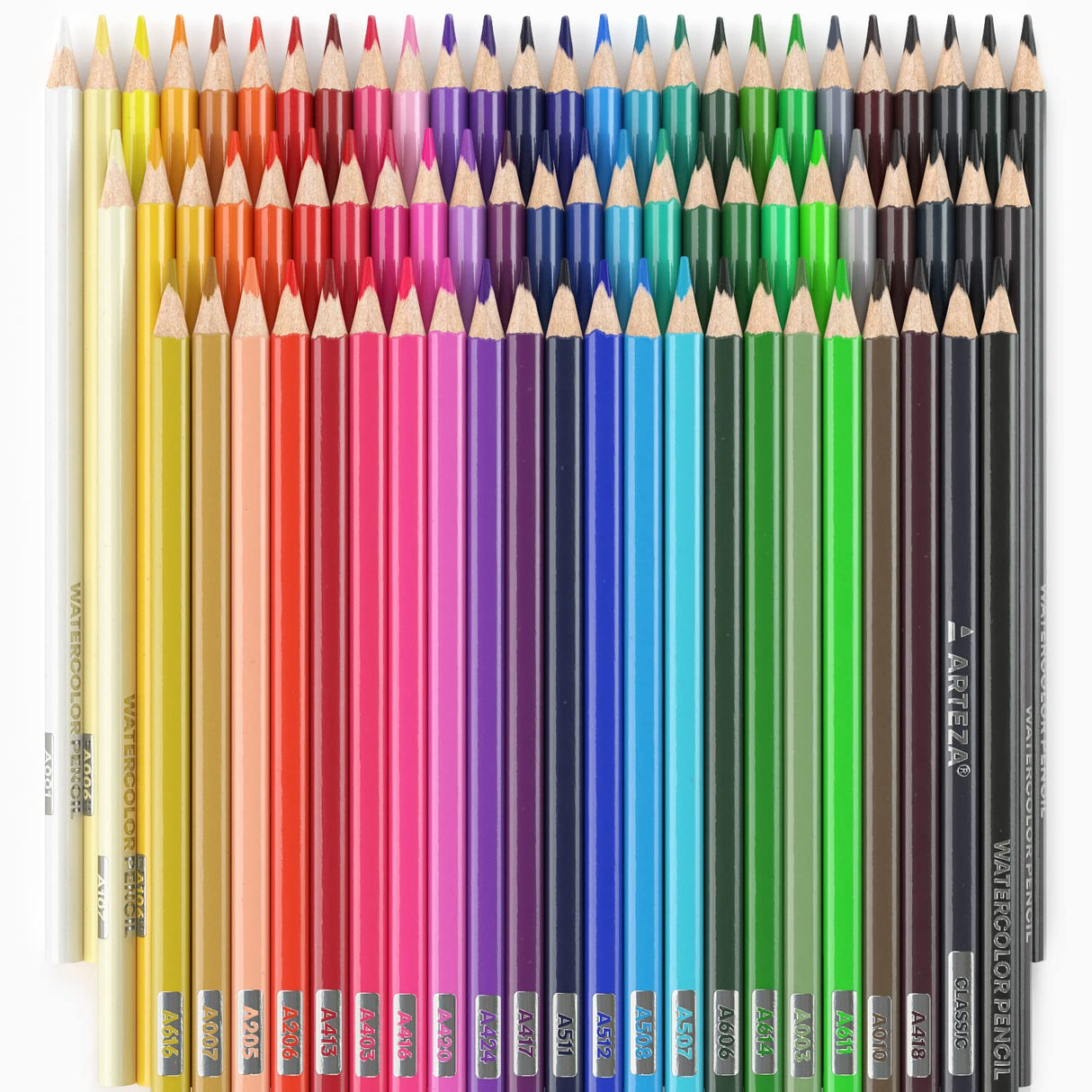 ARTEZA 72 Watercolor Pencils, Water Color Pencils in Assorted Shades, Triangular Shape Drawing Pencils ARTEZA