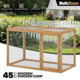 MoNiBloom Chicken Run for Yard Wood Chicken Cage Rabbit Hutch Bunny Pen with Openable Roof and Side Door, Outdoor Lockable Duck Coop Small Animal Habitat Enclosure Hen Coop Add-Ons, 45 x 24 x 28 inch MoNiBloom