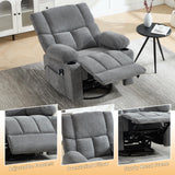 IOMOR Power Recliner Chair with Massage and Heating, 360° Swivel Rocker Glider Chair for Adults, Upholstered Fabric Reclining with Side Pockets and Cup Holder for Living Room, Nursery (1, Gray) IOMOR